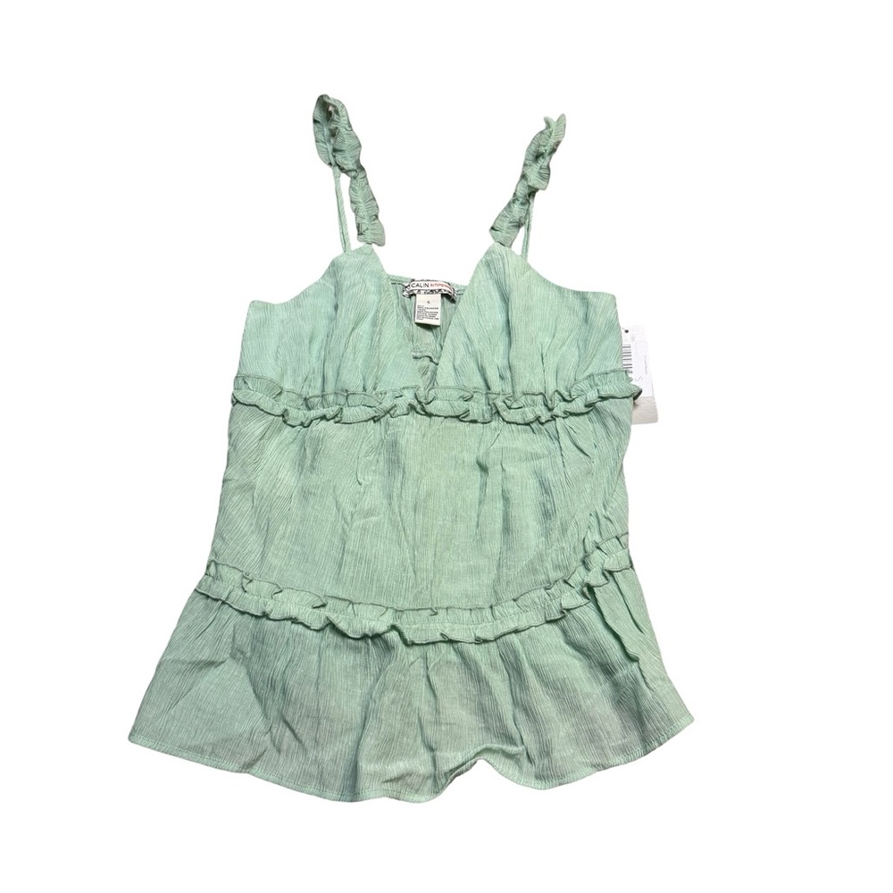 🌿 CALIN by Flyington Sage Green Ruffle Tiered Cami‎ Top NWT Size S 🌿